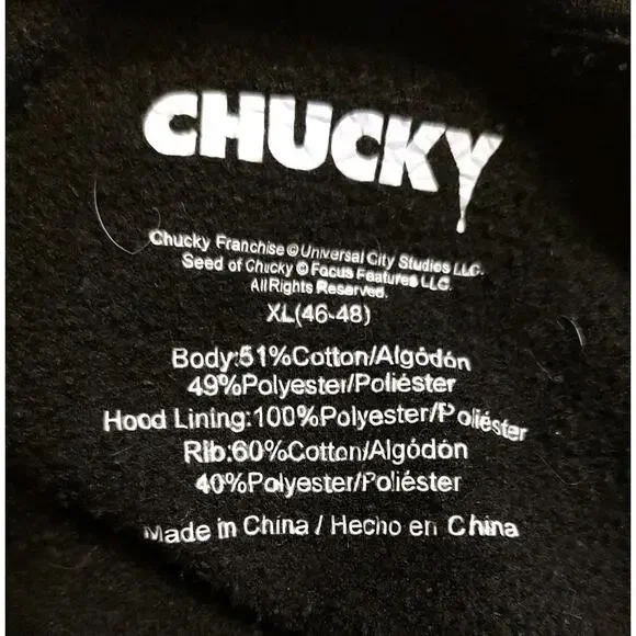 Men's Chucky Childs Play Hoodie Pullover Graphics Colorblock Good Guys Horror XL - Picture 6 of 6